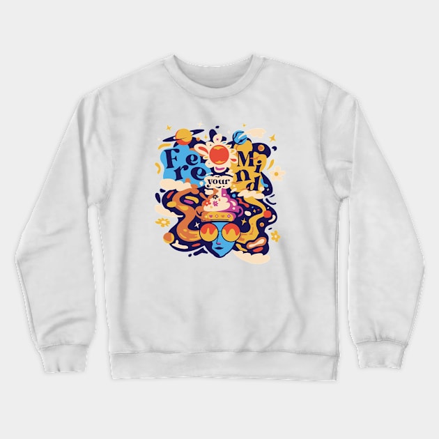 Free Your Mind // 60s Psychedelic Trippy Graphic Crewneck Sweatshirt by SLAG_Creative